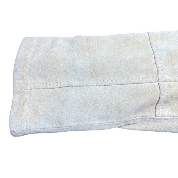 Suede Leather Jacket for Women - Cream Color, Front Zipper, Two Side Poc… - Picture 5 of 10